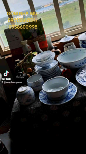 Tô chén dĩa cốc men lam ghép set GỐM SỨ NHẬT ĐỘC LẠ 2HAND