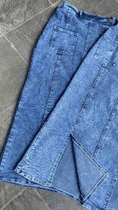 Rok Jeans Span Wanita Baru Belah Dua Depan