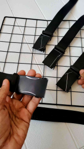 Ikat Pinggang Sleting Pria & Sabuk Semi Kulit Rel Hitam Otomatis