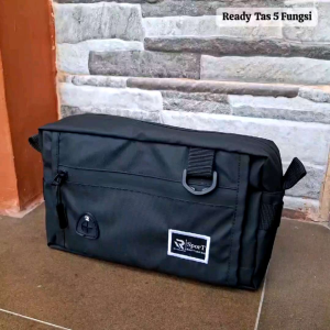 Tas Selempang Pria Multifungsi 5 in 1 Waistbag Handbag Clutchbag Slingbag Chestbag Waterproof Premium Quality Tas Pria Anti Air Tas Pinggang Tas Fashion Pria Terbaru