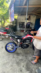 Knalpot CRF 150 - KLX 150 - D Tracker 150 Type MP 2 Logo Ungu Leheran Atas Original Bintang Powerfull