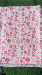 Vải Thô cotton in hoa caro sọc - may bộ đầm handmade decor (dài 1m khổ 1m45 vải cắt liền)