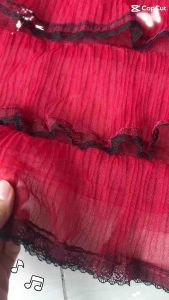 Vải lưới (SLx0.5m khổ đa dạng) bèo tầng gợn sóng màu hồng đỏ