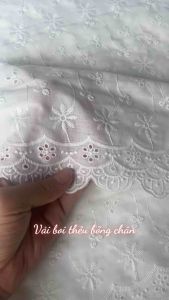 Vải boi (SLx0.5m khổ 1.35m) thêu bông chân hai đầu boi lót
