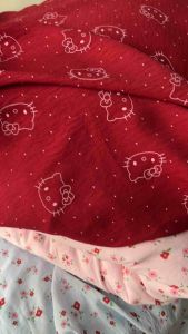 Vải Cotton hàn (đũi lạnh) in hoa hình cute - may bộ đầm handmade decor (dài 1m khổ 1m6 vải cắt liền)