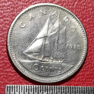 Koleksi koin kuno kanada klasik 10 Cents Kecil Tahun 1975 BEKAS