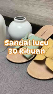 Staavia Sandal - HAERIN Sandal Flat Wanita Kulit Sintetis Alas Anti Licin Nonslip Sendal Wanita
