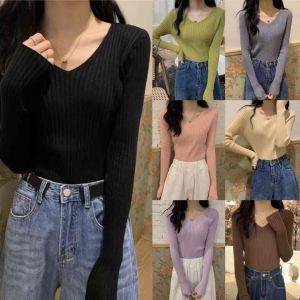 big sale ! New knitted v-neck long sleeve blouse/knitted top /longsleeve top