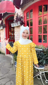 Gamis anak motif Printting usia 2-10 tahun bayar di tempat