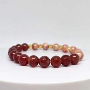 MEG Blush Spectrum Rhythm Rhodochrosite Strawberry Quartz Beaded Bracelet