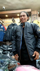 Jaket Kicksoogar Original Motor Pria Bomber Tahan Angin Hitam Abu Abu