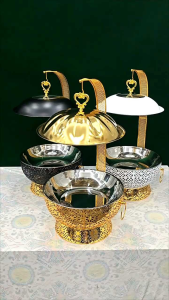 Gold hanging Chafing Dish Buffet Set 8 Liters Stainless Steel Chafer Buffet Servers and Warmers Set with Hanging Cover