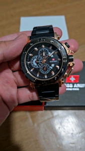READY STOK !! Jam Tangan Pria Swiss Armi SA-4437 Tali Rantai / Jam Tangan Kasual Pria Chrono Variasi Tanggal Aktif Free Tali Kulit