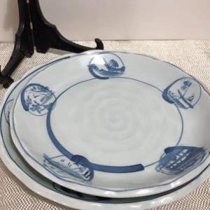 🇯🇵JAPAN SURPLUS 2-PC Tachikichi Hand Painted Plates