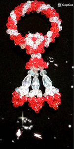 [มาลัยคริสตัลสีแดงขาวพวงเล็ก