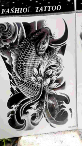 ✅️✅️ส่ง️ไวมาก... ขนาด : 14.8 × 21 ซม.🐠เซ็ตปลาคาร์ฟ🦈 สติ๊กเกอร์แทททู รอยสักชั่วคราว สวยเหมือนสักจริง