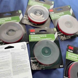 3M Auto Advanced Super Strength Molding Tape double adhesive 6 rolls black with red stripe retail packaging
