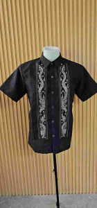 Polo Barong Venusha Black Full Buttons