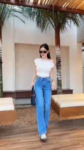 🛍️ยีนส์ทรงกระบอกตรง📌punnyยีนส์ใหม่มาแรงเกงยีนผ้ายืดทรงกระบอกตรงผ้ายืดๆเก็บทรงได้ดี