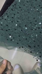 kain sequin lace fabric IMPORT tulle glitter wedding dress gaun per 50 cm