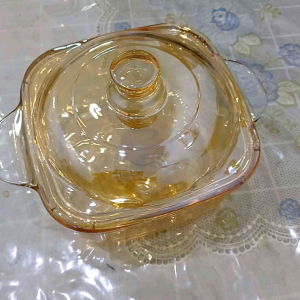 mangkok tutup kaca kristal 15 cm GOLD
