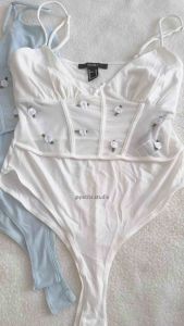 (FORM TO) Bodysuit hai dây trơn phối kèm nơ hoa thiết kế gợi cảm basic phong cách hàn quốc