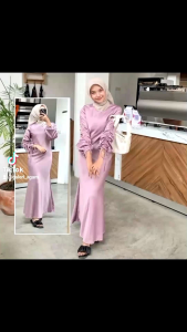 agms - Dress Kondangan Hijab Bridesmaid Wedding Kekinian - Lengan Serut Model Baju Terbaru