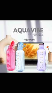 Tupperware AquaVibe 2L Drinking bottle with Handle (got straw) Eco Bottle Large Capacity botol air