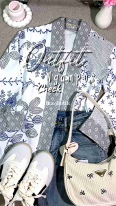 ILKABATIK Lesti Blouse Blazer zouter Batik Kancing Satu Rompi Wanita Modern Lengan 7/8 Warna Soft