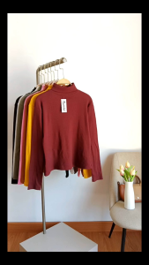 Kaos turtleneck knit wanita lengan panjang terbaru - atasan wanita kerah tinggi kekinian - ramise