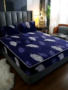 ผ้าคลุมเตียง กำมะหยี่หนานุ่ม รัดมุมหุ้มขอบอย่างดี