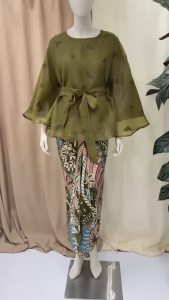 🩷 READY KL🩷ODESSA ORGANZA SULAM MINI CAPE SET BATIK INSTANT PARIO( ONE SET )