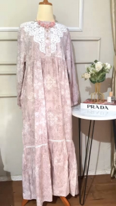 Ghania Dress Gamis Wanita Premium Mewah Bordir Cantik Katun Muslim Nyaman