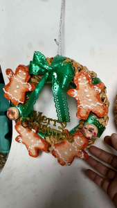 Handmade Christmas Gingerbread Wreath Hanging Decor