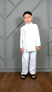 Setelan Koko Putih Anak Laki-Laki TK/SD || Baju Koko Putih Anak Laki-Laki Full Kancing Manasik Haji Anak