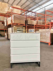 Best BARROS Chest of Drawers in 4 Drawers with Metal Frame Leg - CH 8008(White/Espresso)