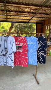 เสื้อสงกรานต์ เสื้อยืดมัดย้อม เสื้อกัดสี เกรด AB ผ้าคอตตอน