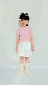 VEW - LEXA CROPTOP - Atasan anak perempuan crop serut belakang / ribbon top Korean fashion