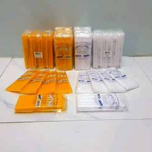 เทียนไหว้พระ เทียนหอมตราช้างคู่ สีขาวสีเหลือง ขนาด7×6ซม.บรรจุ 6เล่ม น้ำตาเทียนน้อย สำหรับใช้จุดบูชา