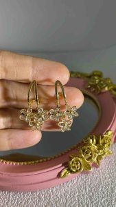 14k gold plated flower design earring Korean style