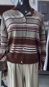 Female Cardigan Knitted Printed Botton Round Neck 🌺🌺🌺