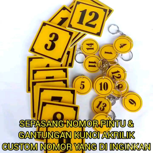 Nomor Pintu Dan Gantungan Kunci Kamar Kos Hotel Penginapan Material Akrilik Custom - Lazada