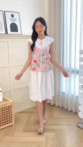 Mommade เสื้อให้นม ชุดให้นม Pink Flora Swing Top