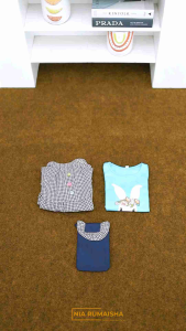 ORANGE SET ANAK PEREMPUAN BY NIA RUMAISHA - SETELAN ANAK BAHAN COTTON COMBAD || ROK PINGGANG FULL KERUT