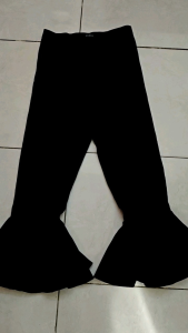 celana panjang wanita 7/8 hitam MUAYA cewek S bawah rumbai MEWAH cute kerja kuliah