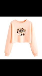 ALADAMKIDS Sweater Crop Top Anak Perempuan Remaja Tanggung Motif Labubu Viral Lucu Kekinian 4-14 Tahun - Fashion Baju