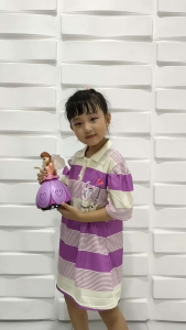 Dress Anak Perempuan Variasi Mix Color Rabbit Kerah Renda Kancing Terbaru Fashionable