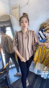 Ready stok blouse kemeja fuxi motif jumbo rayon