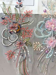 H2239 lace bordir bunga payet korean style