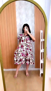 KUMIKO WEAR Dress Mahalini Pendek -  busui new arrival - dress cantik - home dress - daster bumil